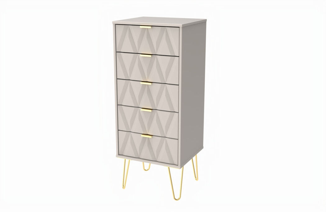 Canora Grey Fully Assembled Diamond 5 Drawer 45Cm W Mushroom 108.9cm H X 45cm W X 39.5cm D