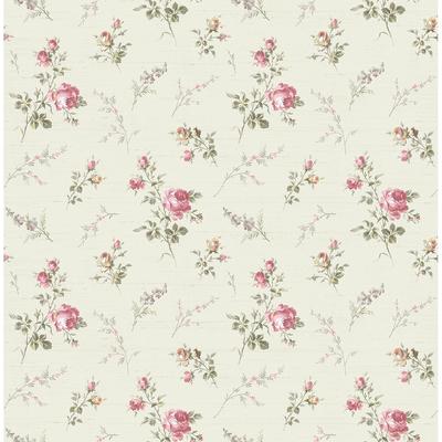 Seabrook Designs Grahm Rose Garden Unpasted Wallpaper