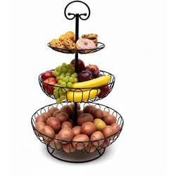 Relaxdays Obst Etagere 3 Etagen Schwarz