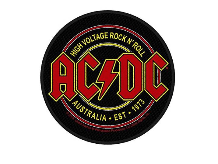 AC/DC Patch High Voltage Australia 1973 Officieel nieuw Zwart Circular Woven