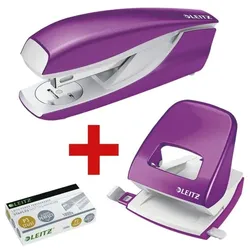 Leitz Tacker / Heftgerät »5502 NeXXt WOW« inkl. Locher »5008 NeXXt WOW« und Heftklamme violett, 4x5.8x14.5 cm