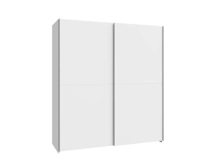 Forte Schach und MATT Kleiderschrank 170, Schrank mit 2 Schwebetüren, Einlegeböden und Kleiderstange, Holzwerkstoff, Weiß Matt, 170,3 cm breit, 190,5 cm hoch, 61,2 cm tief