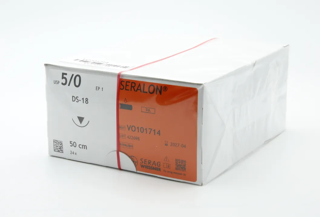 SERAG-WIESSNER GmbH & Co. KG Nahtmaterial Seralon blau 5-0, mit Nadel DS-18, 50 cm Faden, nicht resorbierbar (24 Stück) VO101714