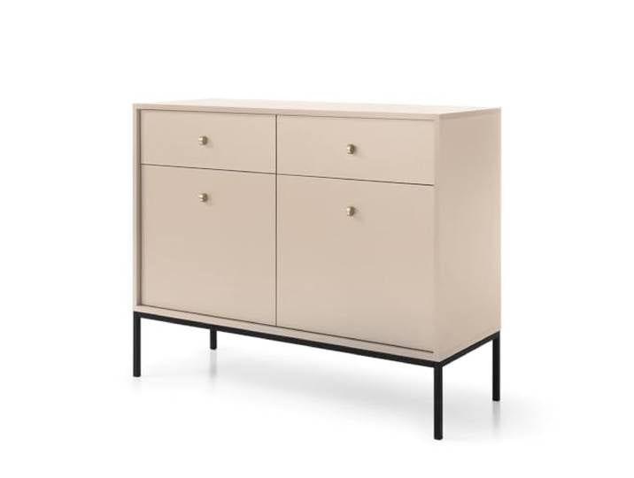 Kommode Sideboard 104cm in beige, Fußgestell goldfarben, Griffe goldfarben