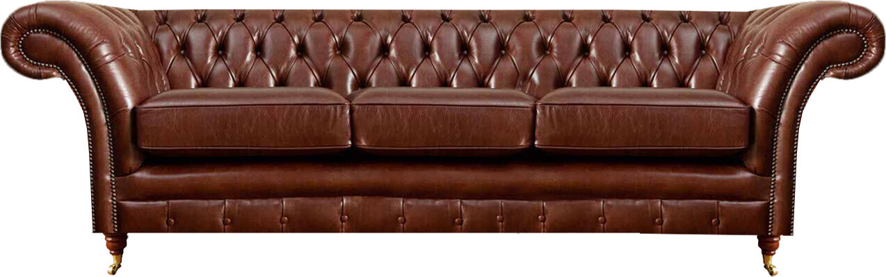 Chesterfield Driepersoonsbank van Leder voor in de Woonkamer