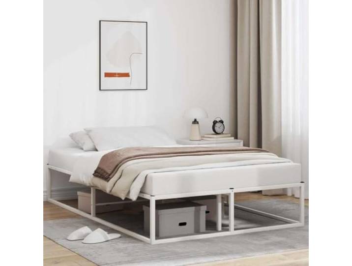 Pulverbeschichtetes Metallbett mit Lattenrost Stauraum 120x200 cm Weiß Metall Bettgestell ohne Matratze Weiss 120x200 cm stabil mit Lattenrost Stauraum Jugendbett Haushalt Schlafzimmer