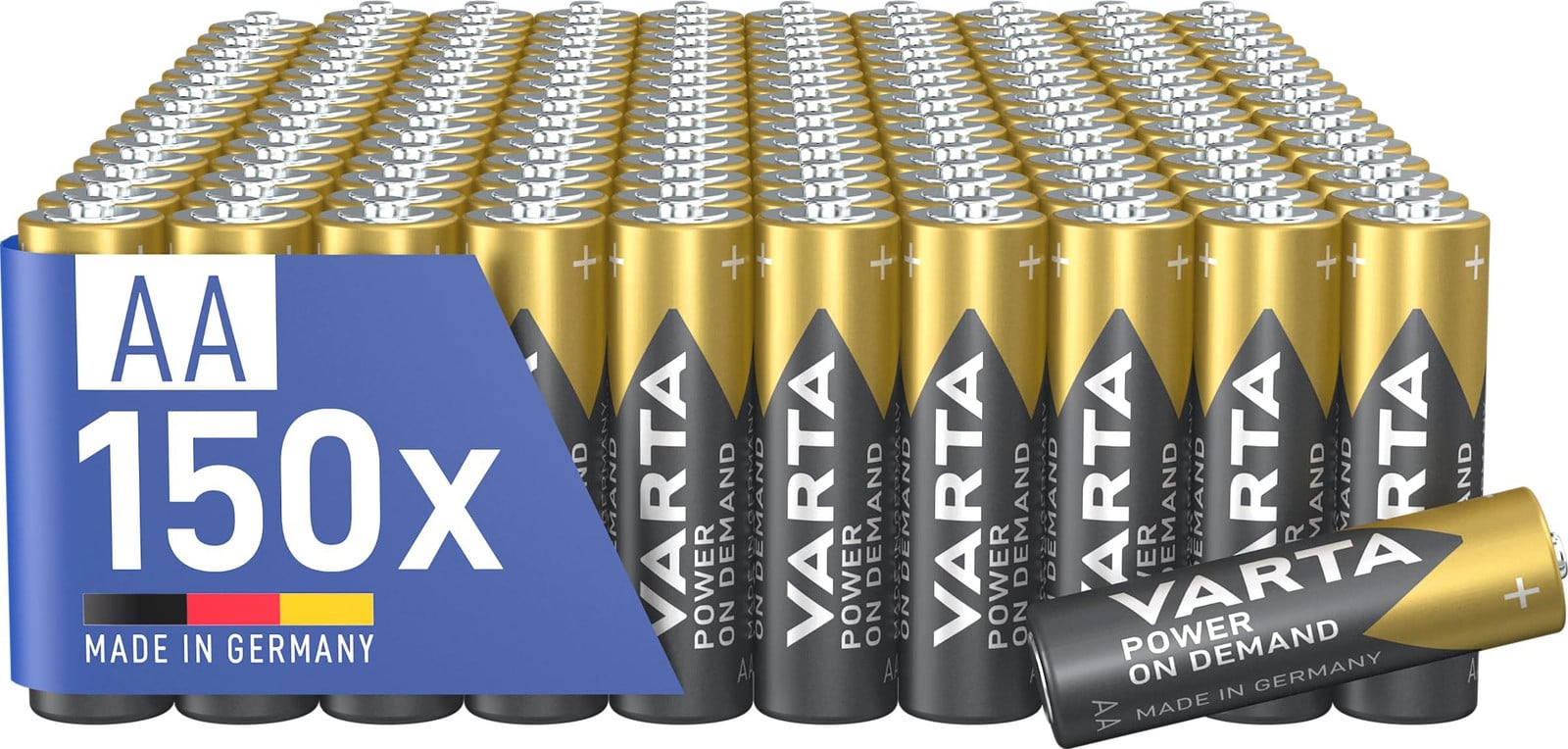 VARTA AA-batterijen Power on Demand, 150 stuks, alkalisch, 1,5 V