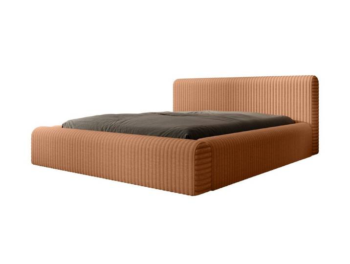 moebelfaktor Polsterbett Miloa Softcord Mit Fellstruktur, weiches Kopfteil, großer Bettkasten, inkl. Lattenrost