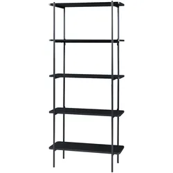 Helloshop26 - Zeitloses Designregal für Wohn- oder Schlafzimmer freistehendes Aufbewahrungsmöbel 180 x 80 x 34 cm schwarz