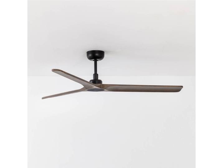 FARO BARCELONA Deckenventilator Heywood M DC, schwarz/Holz dunkel, schwarz, für Wohn- / Esszimmer, Holz, Modern