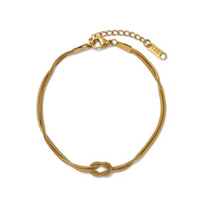 Armband "Schmuck Geschenk Edelstahl Armschmuck Armkette Knoten", gold (gelbgoldfarben), ANISTON JEWELRY & WATCHES, Armbänder, Damen, 19cm, Edelstahl, Armband, Made in Germany