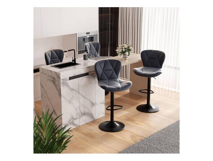 LuxusKollektion Barhocker Barhocker höhenverstellbar drehbar Kunstleder 4er Set Dunkelgrau