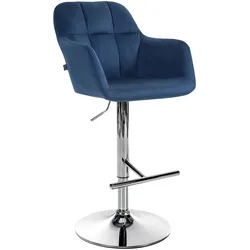 CLP Barhocker Natoma Samt chrom   Farbe: blau, Material Gestell: Metall in Chromoptik