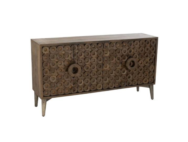 Buffet vintage 4 portes 152x45x83 cm en manguier marron