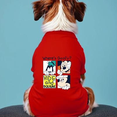 Uplifted Finds """Wheres Goofy"" Printed Pet Summer T Shirt red l"