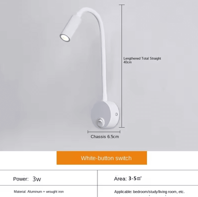 Inspire Curations 3W Rotatable Gooseneck LED Reading Wall Lamp white 3w 3000k