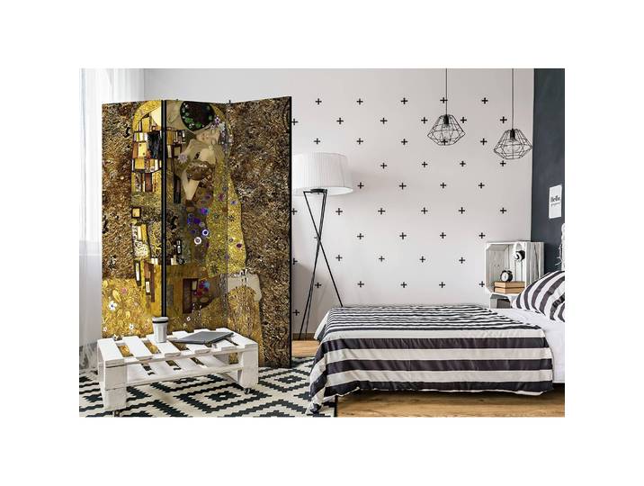 Paravent Golden Kiss Polaire Doré 135 x 172cm 3 éléments