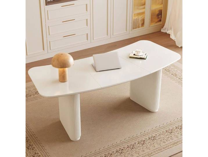 Guyii Bureau Blanc Table de Travail Moderne avec Plateau épais