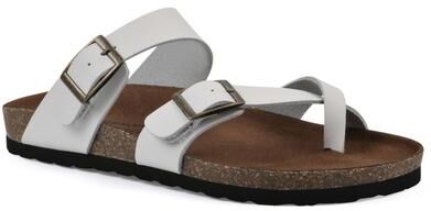 Women's Gracie Footbed Sandal by White Mountain in White Leather (Size 9 M)
