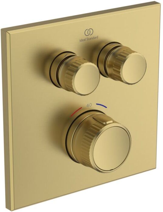 Ideal Standard Navigo Brausethermostat Unterputz A7302A2 eckig, 2 Entnahmen, Fertigmontageset, brushed gold