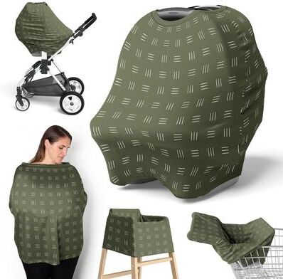 Sweet Jojo Designs Jungle Animals Hatch Print Boy Girl Unisex/Gender Neutral 5 in 1 Baby Car Seat and Nursing Cover Wildlife