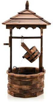 Costway Patio Wooden Water Fountain with Electric Pump-Brown
