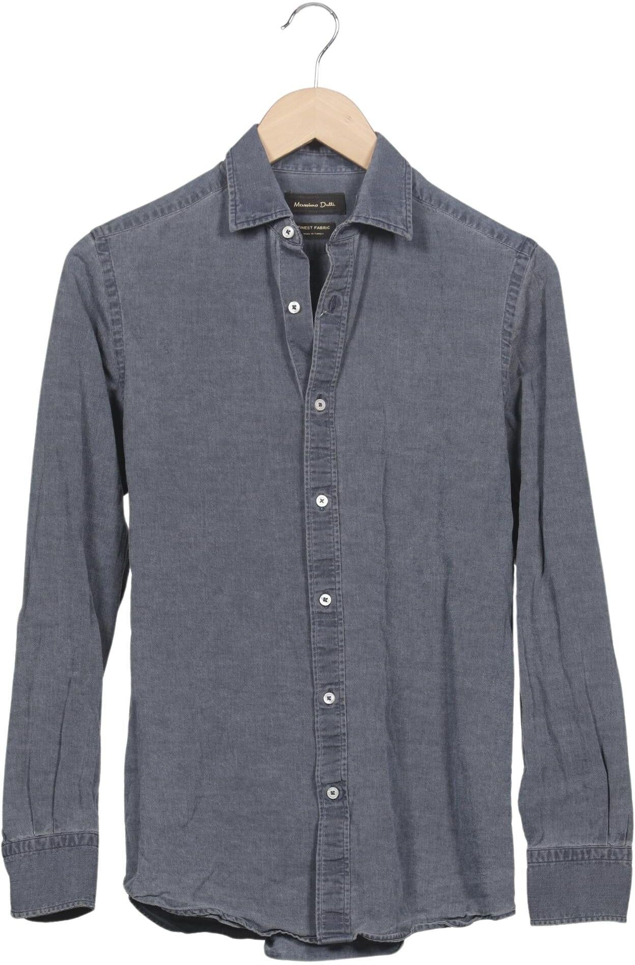 Massimo Dutti Herren Hemd, Blau, Gr. S, Baumwolle - Second Hand