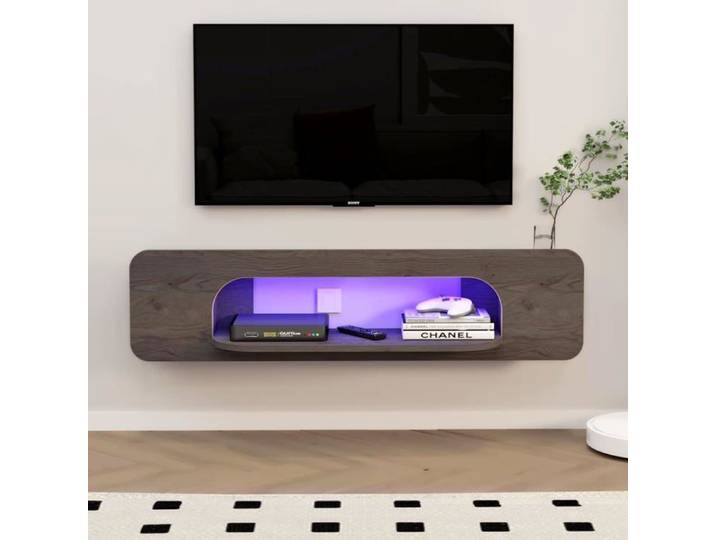 Étagère Murale Flottante Pmnianhua 146cm - Support TV LED avec Rangement Gris Foncé