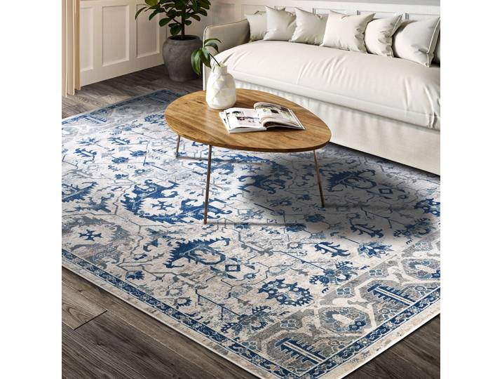 Teppich VILLEROY & BOCH Emmanuel , blau (creme,blau), B:120cm H:11mm L:170cm, Polypropylen, Teppiche, Teppich, Läufer, Orient, Wohnzimmer, Schlafzimmer, Klassisch, Kurzflor, Weich