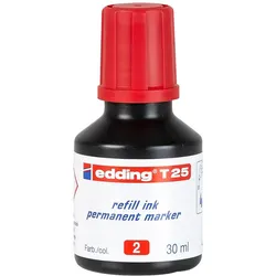 Edding, Ersatzpatronen + Tintenfass, T25 Highlighter Refill Rot 30 ml (Rot, 1 Stk.)