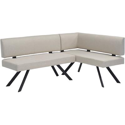 Eckbank BYLIVING "TORONTO", beige (taupe, schwarz), B:182cm H:85cm T:56cm, Stahl, Stoff, Sitzbänke, Eckbank, Webstoff, bis 160 kg, Taschenfederkern, 4-Fußgestell, 3 Sitzplätze