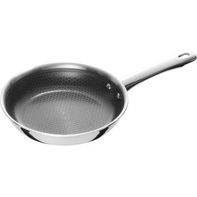 Bratpfanne HENCKELS BY ZWILLING "Valley", silber (silberfarben), B:21,5cm H:6cm L:37cm Ø:20cm, Pfannen, Bratpfanne, Keramikbeschichtung, Soft-Touch-Griffe, fettarmes Braten, Edelstahl