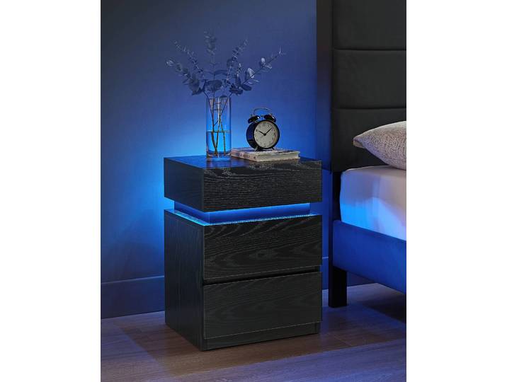 Beleuchtete Nachtkommode Cupra 40 x 55 x 35cm Schwarz/Schwarz