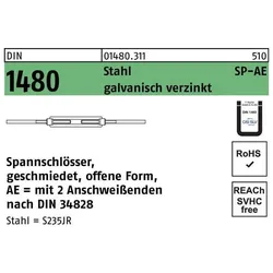 Zubehör Kette + Seil, Spannschloss DIN 1480 offen m.2Anschweissenden SP-AE M 30 Stahl ÜZ galvanisch verzinkt galvanisch...