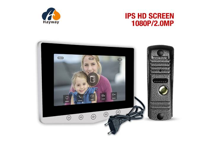 Hayway – visiophone pour maison, interphone vidéo 1080P, sonnette, caméra pour appartement, moniteur de 7 pouces, prise en charge du déverrouillage à une touche, détection de mouvement
