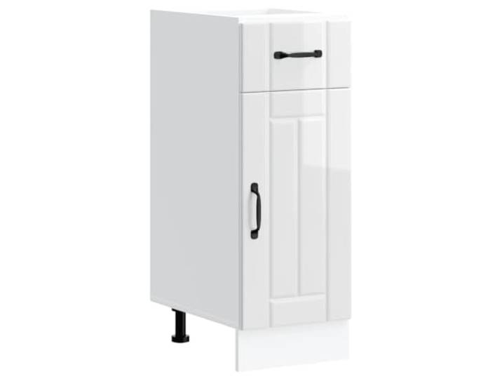fsahslih Küchen-Unterschrank Lucca 30x46x81,5 cm Hochglanz-Weiß Schmaler Küchenschrank für kleine Nischen, bietet praktischen Stauraum für Töpfe und Geschirr im Esszimmer.