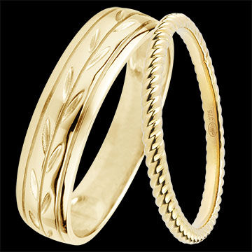 Edenly Duo-Trauringe Jardin EnchantÃ© â€“ Gelbgold & Diamanten â€“ 9-karÃ¤tiges