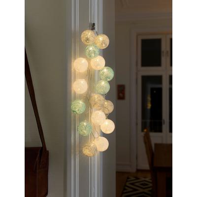 KONSTSMIDE LED-Lichterkette "Weihnachtsdeko", bunt, Dioden 16 Stk. Flammen 16 Stk., Gesamtlänge 6m, Lichterketten, LED Dekolichter, hellblaue/graue/weiße Baumwollkugeln, groß, 16 Dioden