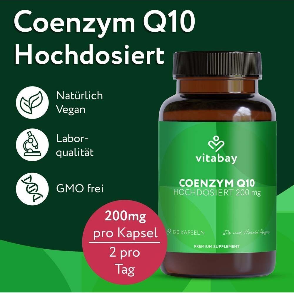 Vitabay Coenzym Q10 Ubichinon Komplex 200 mg vegan Kapseln 2x 2x120 St