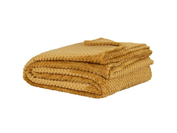 Weiche, strukturierte, senfgelbe Fleece-Decke 150x230