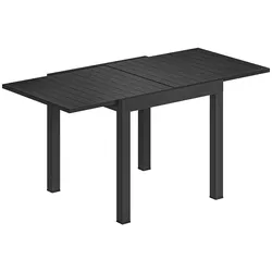 Outsunny Ausziehbarer Terrassen-Esstisch für 4-6 Personen, 80-160 cm Aluminium Outdoor-Tisch mit Holzoptik-Tischplatte, Schwarz