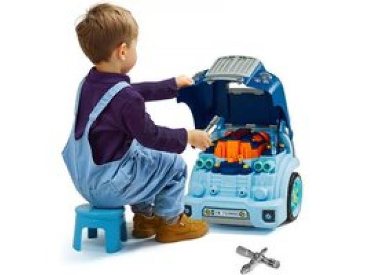 VEVOR Jouet Moteur de Camion, 60 Accessoires, Jouet Mécanicien Camion Enfant avec Lumières, Sons, Volant, Kit Jeu Imitation Mécanicien Réparation Atelier Automobile pour Enfants 3 Ans et Plus, Bleu