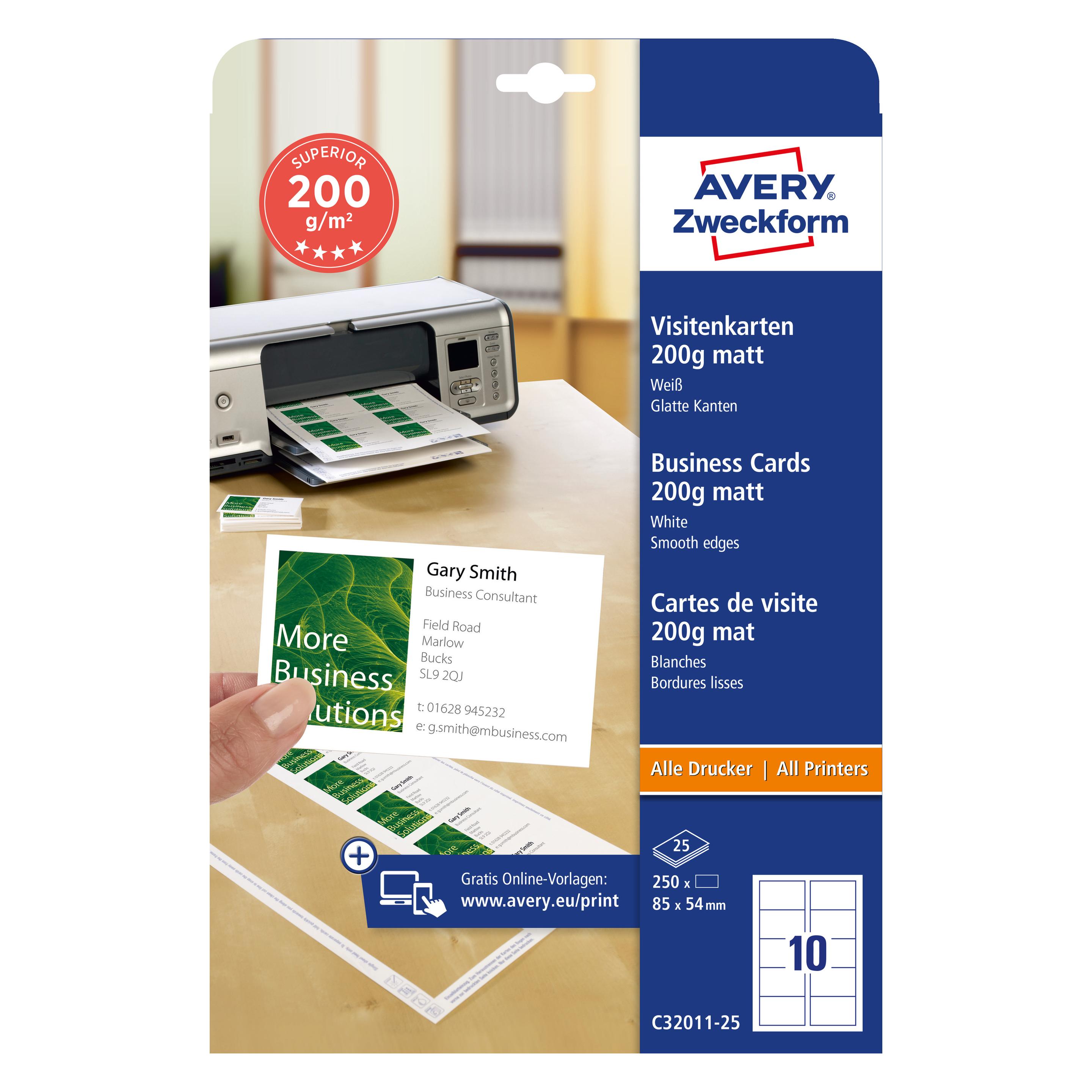 Avery Superior Visitenkarten (500 Blätter, 200 g/m²) (C32011-500)