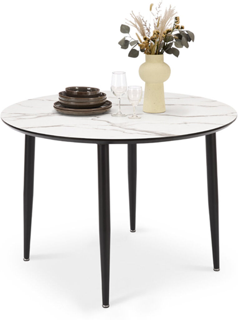 Vonhaus Parma Round Dining Table with Steel Base White