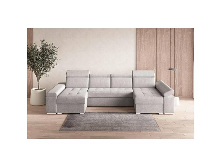 Mid.you Wohnlandschaft Toronto U, Hellgrau, 4-Sitzer, U-Form, 330x168 cm, Stoffauswahl, Rücken echt, Armteil links, rechts, Wohnzimmer, Sofas & Couches, Wohnlandschaften, Wohnlandschaft U-Form