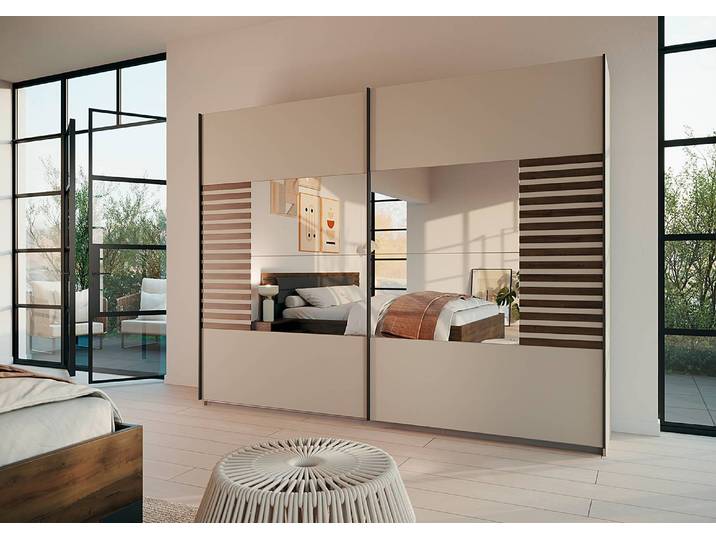 Armoire Barea - Portes miroirs 271cm Beige/Cachemire
