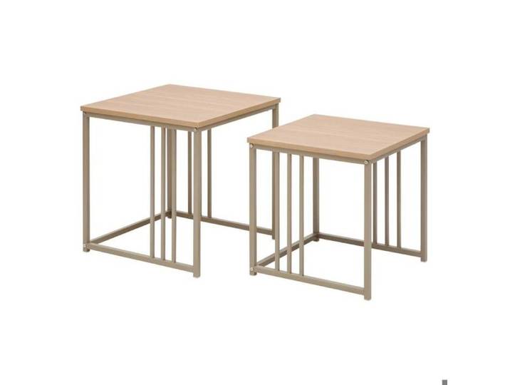Lot de 2 tables gigognes Duna carrées 40/45cm beige - 5five