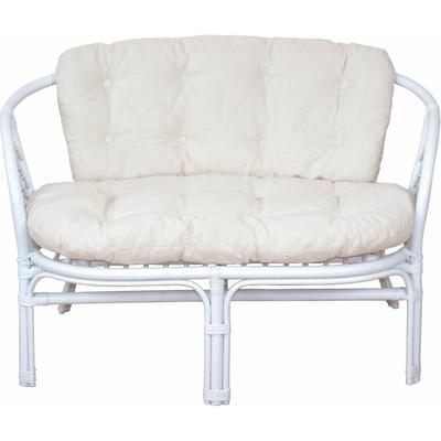 Sitzbank HOME AFFAIRE, weiß (weiß, creme), B:110cm H:83cm T:69cm, Sitzbänke, Sitzbank, aus handgeflochtenem Rattan, mit Kissen