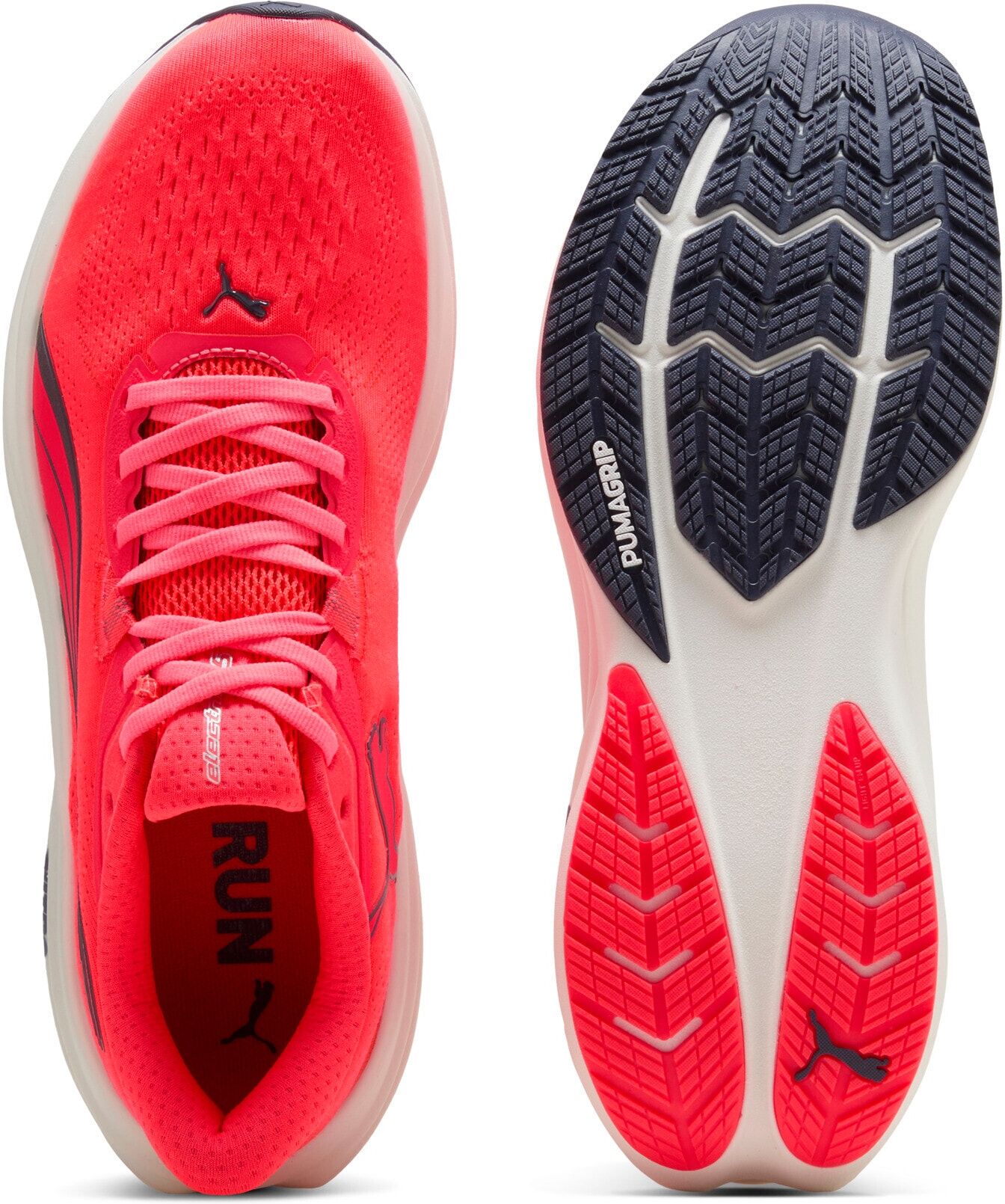Laufschuh PUMA "ELECTRIFY NITRO 5", Gr. 46, Textil, rot (ultra rot, inky depths), Schuhe Laufschuh, mit atmungsaktivem Mesh-Obermaterial, mit herausnehmbarer Innensohle