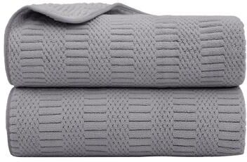 JML Geometric Jacquard Fleece Bath Towel Set of 2 with Hanging Loops, Highly Absorbent Towels